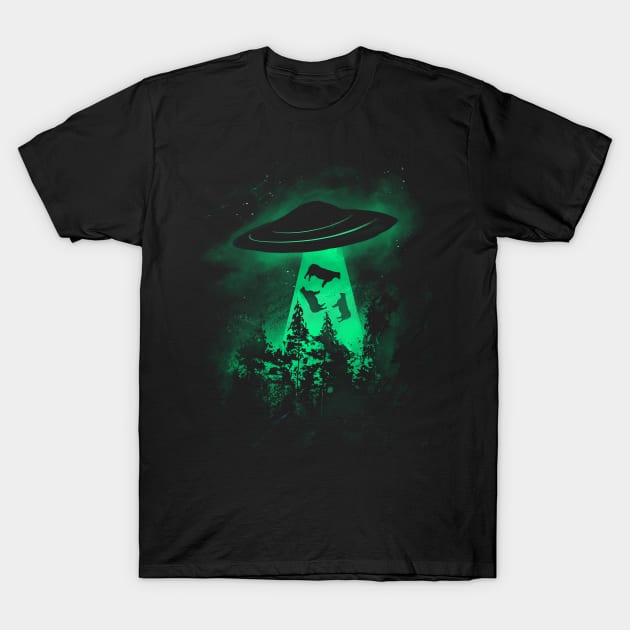 Cow Abduction - UFO Aliens T-Shirt by Area31Studios